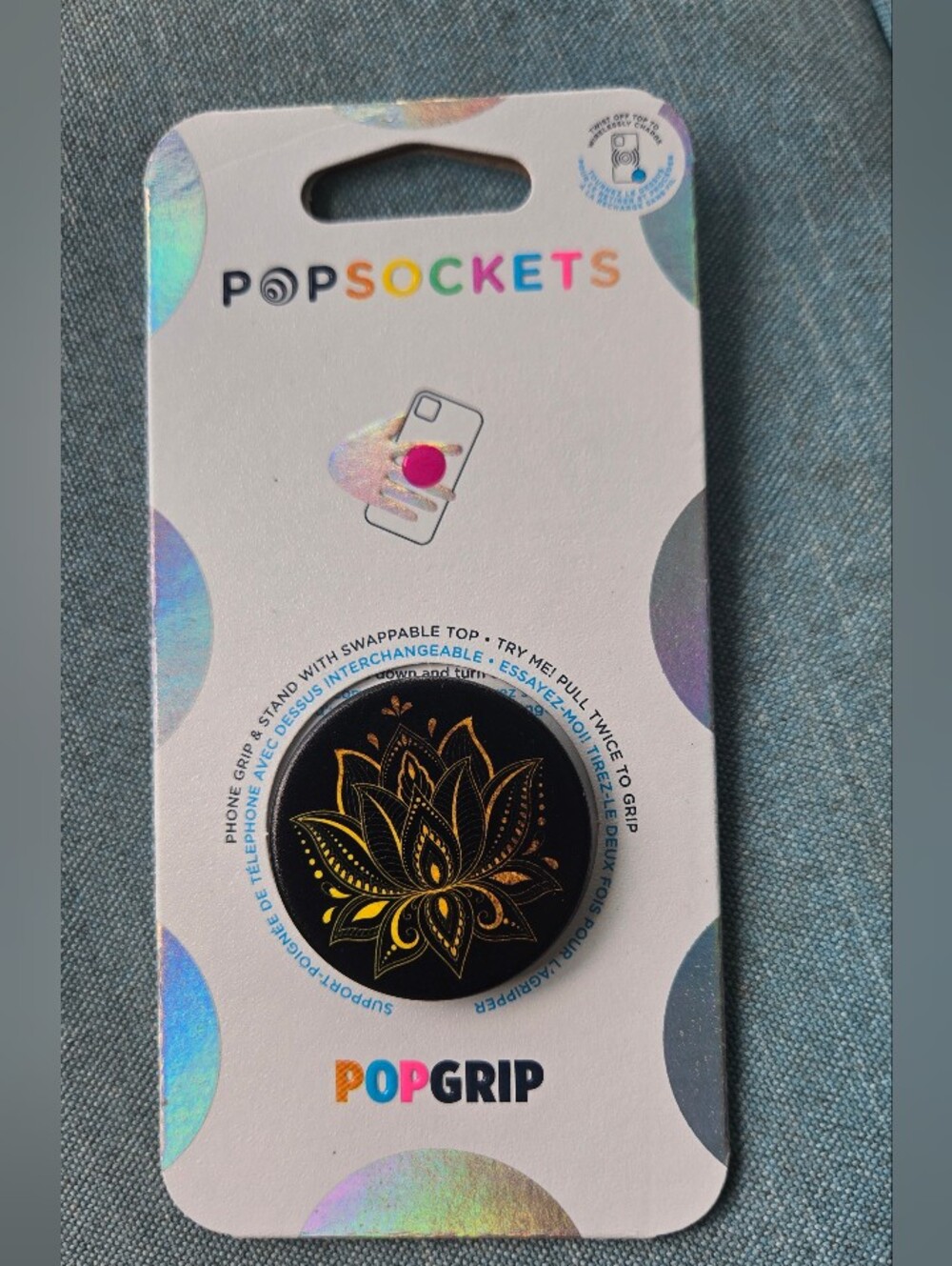 Pop sockets, adhesive phone grip holder, phone stand - celestial, golden prana,